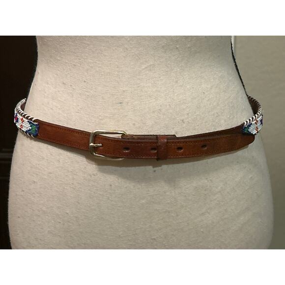 Beautiful Hand Beaded & Laced Thunderbird Belt - Picture 2 of 5